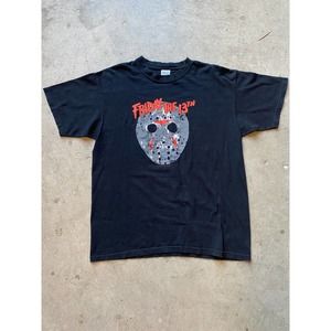2008 - Friday the 13th Jason Mask Solo Print Horror Halloween Tee - L